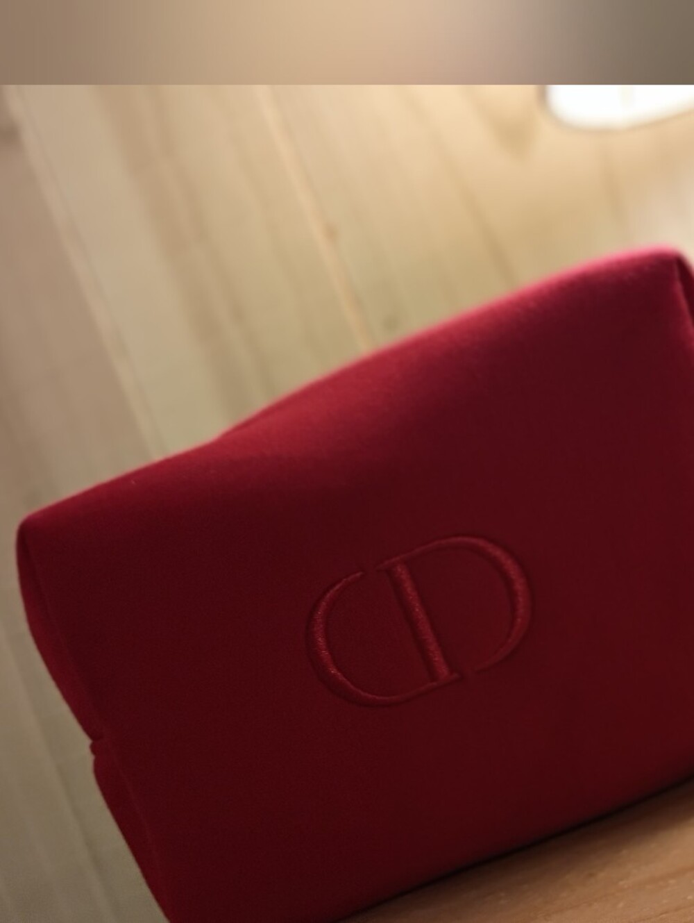 Christian Dior Beaute Red Velvet Pouch Travel Cosmetic Bag